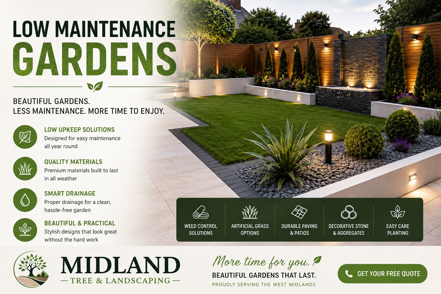 Low Maintenance Gardens West Midlands - beautiful low maintenance garden